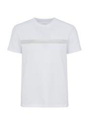 Biały T-shirt męski ze srebrnym printem TSHMT-0089-11(W23)