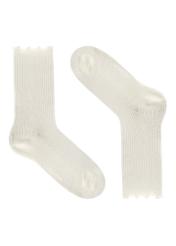 Zestaw skarpet damskich w kolorze ecru ZESDT-0037-12(Z25), widok jednej pary produktu na białym tle.