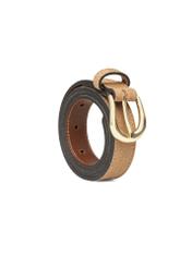 Ciemnobeżowy skórzany pasek damski PASDS-0303-1C(W26) - widok produktu z przodu, na białym tle.