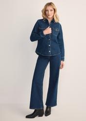 Granatowe jeansowe spodnie damskie JEADT-0013-7E(Z26)