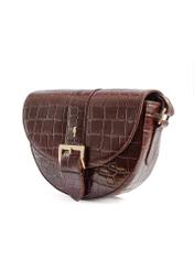 Brązowa skórzana torebka w stylu croco TORES-0707E-89(Z25)