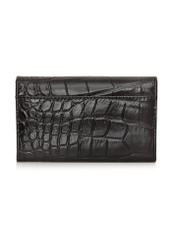 Black women's leather wallet with croco motif PORES-0921-99(Z24)-04