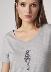 Grey Women's T-shirt with oriole TSHDT-0080-91(Z21)-03