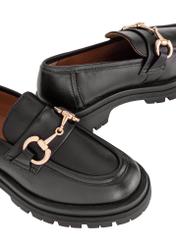 Black leather women's loafers on the platform BUTYD-1098-99(Z24)-09