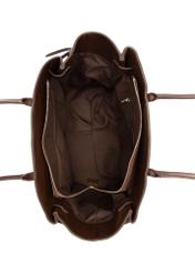 Duża brązowa torebka damska TOREC-1135-1H(W26), widok produktu w środku na białym tle.