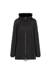 Dwustronne futro damskie z kapturem FUTDF-0042-5330(Z19)-03