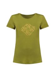 T-shirt damski khaki z wilgą TSHDT-0078-55(Z21)-02