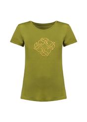 T-shirt damski khaki z wilgą TSHDT-0078-55(Z21)-02