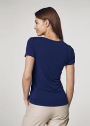 Granatowy T-shirt damski z aplikacją TSHDT-0069-69(W21)
