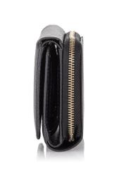 Duży czarny skórzany portfel damski PORES-0801R-9I(W26), widok produktu z boku na białym tle.