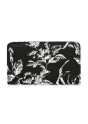 Black women's wallet with a floral pattern POREC-0392-99(Z24)-01