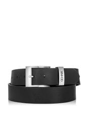 Black leather men's belt PASMS-0127B-99(W24)-01