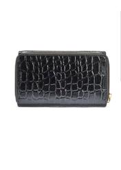 Czarny skórzany portfel damski croco PORES-0956-99(W25)
