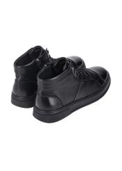 Czarne skórzane buty sportowe BUTYM-0568-99(Z26), widok produktu z tyłu na białym tle.