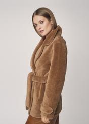 Women's wool fur coat with belt FUTDW-0006-24(Z22)-03