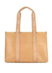 Duża torebka shopper camelowa TOREC-0977A-24(Z25), widok produktu od tyłu na białym tle.