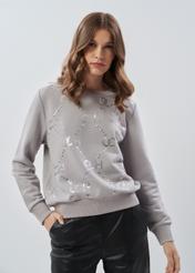 Szara bluza damska bez kaptura BLZDT-0092-91(Z23)-01