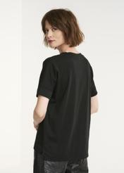 Czarny T-shirt damski ze złotym nadrukiem TSHDT-0102-99(Z22)