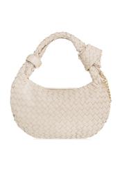 Pleciona torebka kremowa w stylu hobo TOREC-1007-12(W25) - widok tyłu na białym tle. 