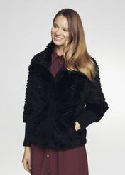 Women's short fur coat with stand-up collar FUTDF-0082-5501(Z21)-01