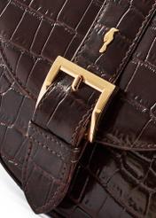 Brązowa skórzana torebka w stylu croco TORES-0707E-89(Z25)