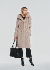 Women's gray long fur coat FUTDP-0052-91(Z24)