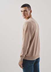 Beżowy bawełniany sweter męski z logo SWEMT-0135-80(Z23)