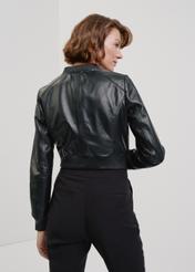 Krótka czarna kurtka skórzana damska KURDS-0265-1344(W24)