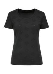 Black women's t-shirt with monogram TSHDT-0129-99(Z24)-01