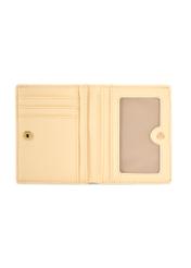 Mały jasnożółty portfel damski POREC-0415-2A(W26), widok produktu w środku na białym tle.