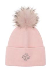 Różowa czapka damska z pomponem CZADT-0153-34(Z23)