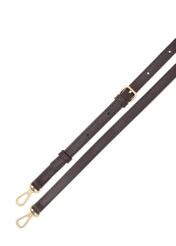 Brązowa torebka-nerka z monogramem TOREC-1077-89(Z25), widok pasków produktu na białym tle.