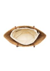 Słomkowa duża torebka damska typu shopper TOREC-1217-1E(W26), widok produktu w środku na białym tle.