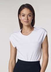 Biały T-shirt basic damski TSHDT-0068-11(W21)-01