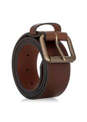 Brown leather men's belt PASMS-0164A-89(W23)-02