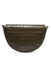 Półokrągła torebka damska croco khaki TORES-1328-8D(Z26) - widok produktu z tyłu, na jasnym tle.