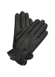 Men's leather black gloves REKMS-0078-99(Z24)