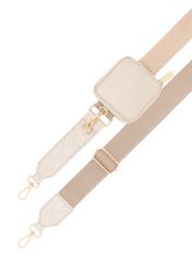 Kremowa pleciona torebka damska TOREC-0767-0P(W26), widok produktu z góry na jasnym tle. 