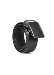 Czarny skórzany pasek męski PASMS-0276-99(W26), widok produktu skosem na białym tle.