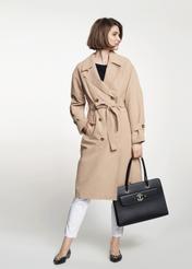 Classic beige women's coat KURDT-0292-81(W22)-05