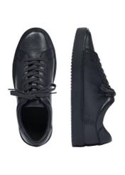 Granatowe skórzane buty sportowe BUTYM-0503A-7D(Z26), widok produktu z góry na białym tle.