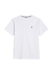 Biały bawełniany T-shirt męski TSHMT-0158-0A(Z26) - widok produktu z przodu, na białym tle. 
