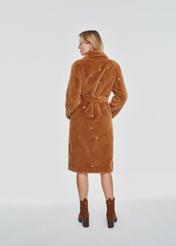 Long women's fur coat in camel color FUTDP-0054-24(Z24)-02