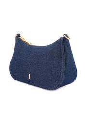 Mała denimowa torebka damska TOREN-0335-7H(W26), widok produktu skosem na białym tle.