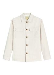 Jasnobeżowa lniana kurtka męska KURMT-0420-1A(W26)