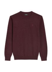 Bordowy bawełniany sweter męski SWEMT-0114A-4D(Z26) - widok produktu z przodu, na białym tle. 