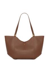 Jasnobrązowa torebka damska typu shopper TOREC-1296-3D(Z26), widok produktu od przoduna białym tle.