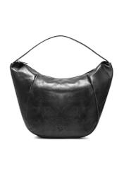 Czarna skórzana torebka hobo TORES-1135A-99(Z25), widok produktu od przodu na białym tle.