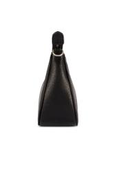 Mała czarna torebka damska TOREC-1134-99(W26), widok produktu z boku na białym tle.