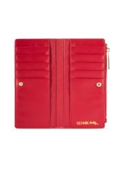 Czerwony duży portfel damski POREC-0406-4B(W26) - widok produktu z góry, na białym tle. 